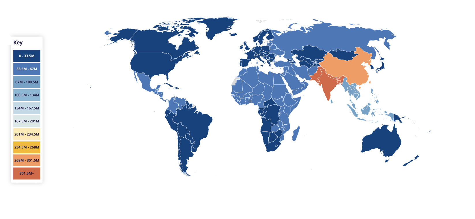 World map of blindness statistics